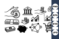 Hand Drawn Bitcoin Crypto Finance Clipart Product Image 1