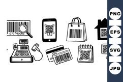 Barcode And QR Code Icon Set For Retail And Security Product Image 1