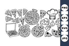 Hand Drawn Pizza Clipart Set With Chef And Slices Product Image 1