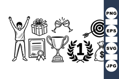 Hand Drawn Success Celebration Icon Vector Set Product Image 1