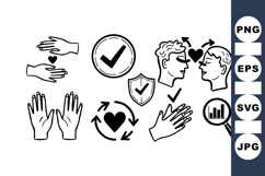 Hand Drawn Love and Trust Icon SVG Set Product Image 1