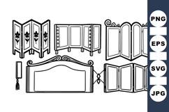 Vintage Folding Screen SVG Clipart for Decor Design Product Image 1