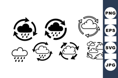 Vector Rain Cloud Weather Icon Set For Designs Product Image 1