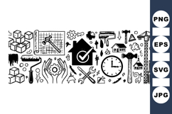 Hand Drawn Construction Tools Icon Vector Set Product Image 1