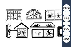 Hand Drawn Broken Window Crack Clipart Product Image 1