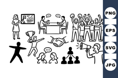 Hand Drawn Business Teamwork Vector Clipart Set Product Image 1