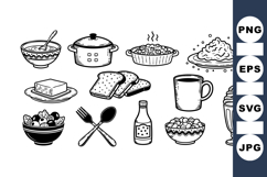 Hand Drawn Breakfast Food Icon Vector Set Product Image 1