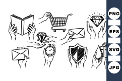 Minimal Hand Gesture Outline Svg Vector Set Product Image 1