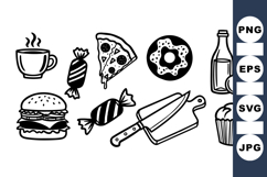 Hand Drawn Food Icon Vector SVG Clipart Set Product Image 1