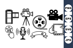 Vintage Film Camera and Media Icon Clipart Bundle Product Image 1