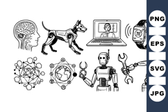 Hand Drawn Robotics Technology Line Art Set Product Image 1