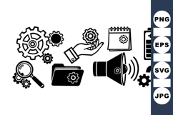 Black Gear Icon Set Vector Bundle For Tech Projects Product Image 1