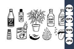 Hand Drawn Hot Sauce Vector Clipart Set Product Image 1