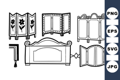 Vintage Folding Screen Vector Clipart Set for Decor Product Image 1