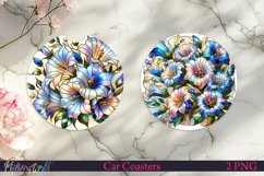 Car Coasters | Pearl Flowers | Blue Product Image 1