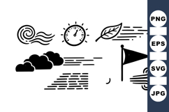 Hand Drawn Wind And Weather Icon Clipart Set Product Image 1
