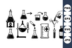 Retro Chemistry Lab Equipment Clipart Bundle Product Image 1