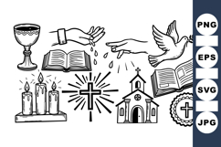 Hand Drawn Religious Clipart Bundle for Invitations Product Image 1