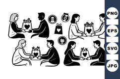 Romantic Valentine Silhouette Clipart Bundle for Cards Product Image 1