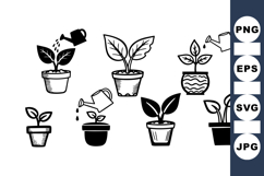 Hand Drawn Potted Plant Clipart Collection for Crafts Product Image 1