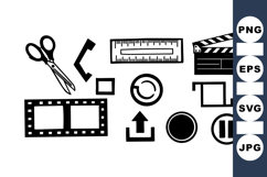 Black Film Media Icon Clipart Bundle for Creators Product Image 1