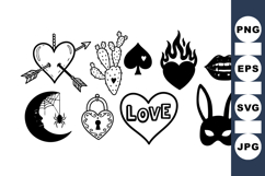Black Vintage Heart and Romantic Clipart Bundle Product Image 1