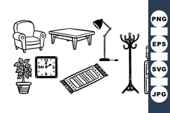 Hand Drawn Vintage Home Decor Clipart Set for Crafts Product Image 1