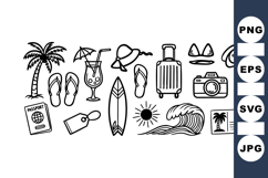 Hand Drawn Summer Vacation Clipart Bundle Set Product Image 1