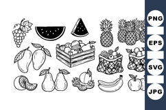Hand Drawn Vintage Tropical Fruit Clipart Bundle Product Image 1