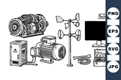 Vintage Industrial Machinery Clipart Bundle for Crafts Product Image 1