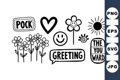 Hand Drawn Black And White Floral Stamp Bundle Product Image 1