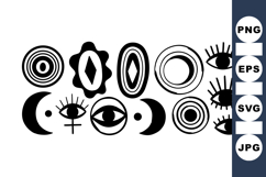 Mystic Moon And Eye Clipart Symbol Bundle For Crafts Product Image 1