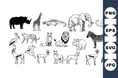Hand Drawn Safari Animals Clipart Bundle For Crafts Product Image 1