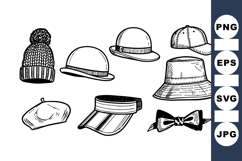 Hand Drawn Vintage Hat Clipart Bundle For Designers Product Image 1