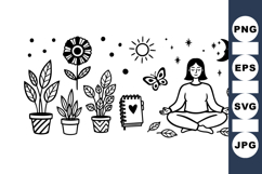Hand Drawn Meditation and Plant Clipart Collection Product Image 1