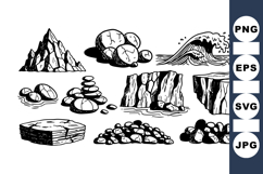 Vintage Rock Stone Clipart Set for Nature Designs Product Image 1