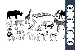 Safari Animal Silhouette Vector Clipart Bundle Product Image 1