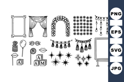 Vintage Party Decor SVG Bundle with Frames and Stars Product Image 1