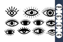 Minimalist Black Eye Clipart Bundle for Crafts Product Image 1