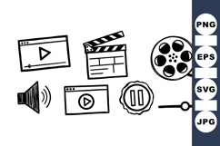 Retro Movie Clipart Bundle for Vintage Cinema Fans Product Image 1