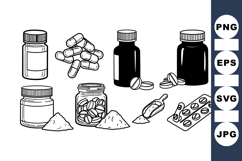 Hand Drawn Medicine Bottle Clipart Bundle for Crafts Product Image 1