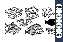 Hand Drawn Fish Silhouette Clipart Bundle Product Image 1