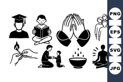 Meditation and Mindfulness Icon Clipart Bundle Product Image 1