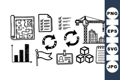 Construction Blueprint and Planning Icon Set Bundle Product Image 1