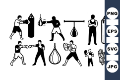 Boxing Training Silhouette Vector Clipart Collection for Product Image 1