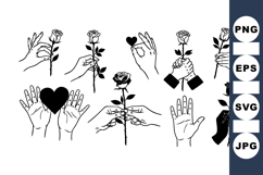 Hand Drawn Rose Clipart Bundle For Valentine Projects Product Image 1