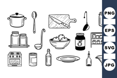 Hand Drawn Vintage Kitchen Utensils Clipart Bundle Product Image 1