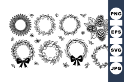 Hand Drawn Floral Wreath Clipart Bundle For Invitations Product Image 1