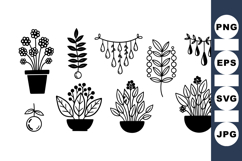 Minimalist Black Plant Silhouette Clipart Set for Crafts Product Image 1