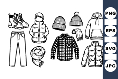 Hand Drawn Winter Clothing Clipart Bundle Product Image 1